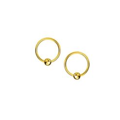 Gold Finish Small Ball Hoop Earring