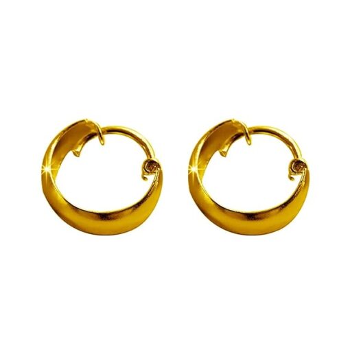 gold polish plain round curvish edge 15mm hoop earring