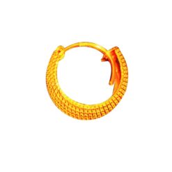 SIVYAA gold polish round grid textured curvish edge 15mm pure silver hoop bali earring'