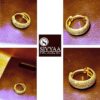 men's gold polish round grid textured curvish edge 15mm bali earring-all side view