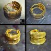 SIVYAA gold polish round grid textured curvish edge 15mm hoop -all side view