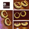 all side view- SIVYAA gold polish round grid textured curvish edge hoop bali earring 15mm