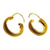 SIVYAA gold polish round grid textured curvish edge hoop bali earring, 15mm