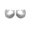 SIVYAA grid textured round flattish edge pure silver bali earring
