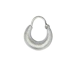 men's Kaju Shape grid textured pure silver Hoop Earrings 14mm