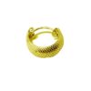 SIVYAA men's diamond textured round curvish edge gold finish hoop bali earring