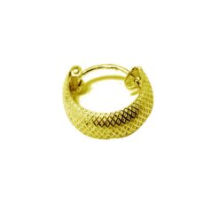 SIVYAA men's diamond textured round curvish edge gold finish hoop bali earring