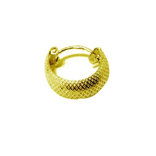 SIVYAA men's diamond textured round curvish edge gold finish hoop bali earring