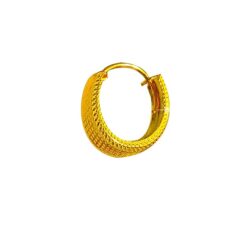 SIVYAA men's grid textured round flattish edge gold finish hoop bali