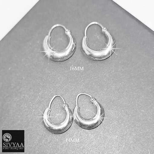 SIVYAA men's kaju plain pure silver hoop bali earring,all size