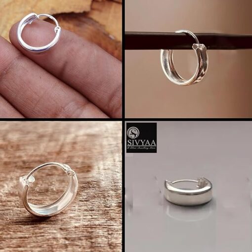 SIVYAA-men's plain round flattish edge hoop bali earring