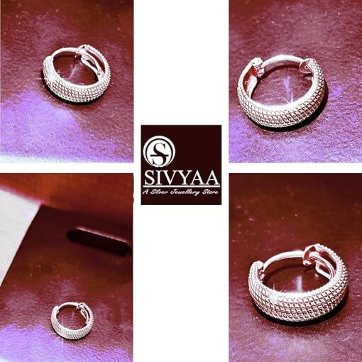 all side view - men's round grid textured curvish edge 15mm hoop bali