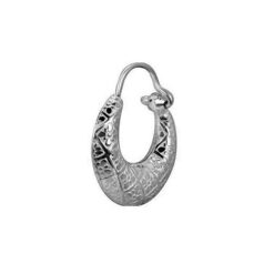 men's flower textured kaju silver hoop