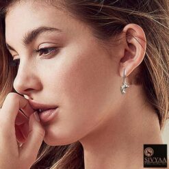 SIVYAA model wearing- dolphin charm silver hoop