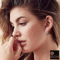 model wearing- SIVYAA drop shiv shakti rudraksh bead charm silver hoop