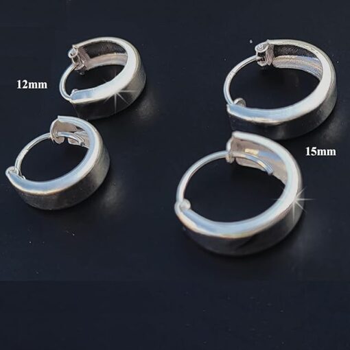plain round flattish edge 13mm & 15mm hoop bali earring
