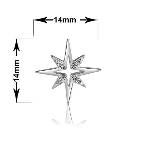 measurment-pure silver Starburst CZ Stud Earrings for Women & Girls
