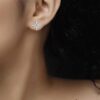 model wearing-Starburst CZ Stud pure silver Earrings for Women & Girls
