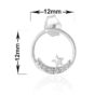 mesurment-Silver Moon n Star Round CZ Stud Earring