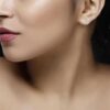 model wearing SIVYAA pure Silver Moon n Star Round CZ Stud Earring
