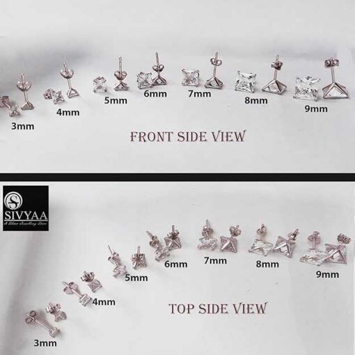 all variants view - Princess CZ stud earrings for women – push back style