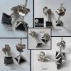 all side view- 925 silver Black Princess Cut CZ Stud Earrings