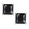 front side view - 925 silver Black Princess Cut CZ Stud Earrings