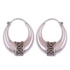 925 sterling silver oxidized crescent tribal hoop earrings with filigree central design