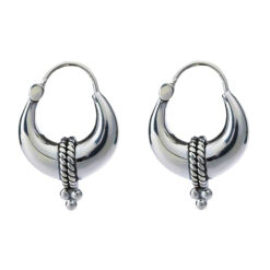 925 silver 15mm crescent hoop earrings with rope and bead detailing by SIVYAA