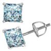 925 Silver Princess Cut Zirconia Stud Earrings-multiple sizes