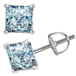 925 Silver Princess Cut Zirconia Stud Earrings-multiple sizes