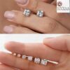 real view-3mm 925 Silver Princess Cut Zirconia Stud Earrings