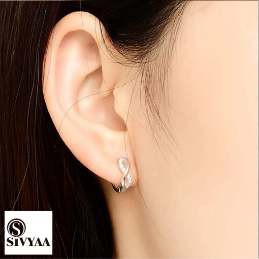 model wearing- Infinity 925 Silver Hoop Earrings