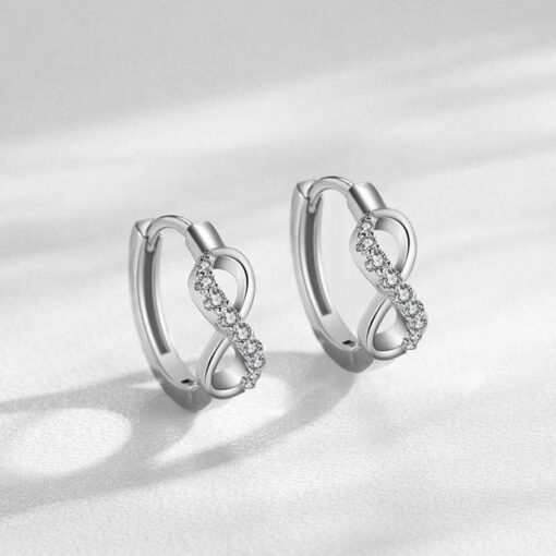 side view- Infinity 925 Silver Hoop Earrings